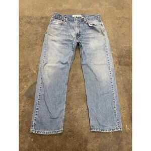 Levis 505 Jeans Mens 36x30 Light Wash Blue Regular Fit Straight Leg Zip Fly
